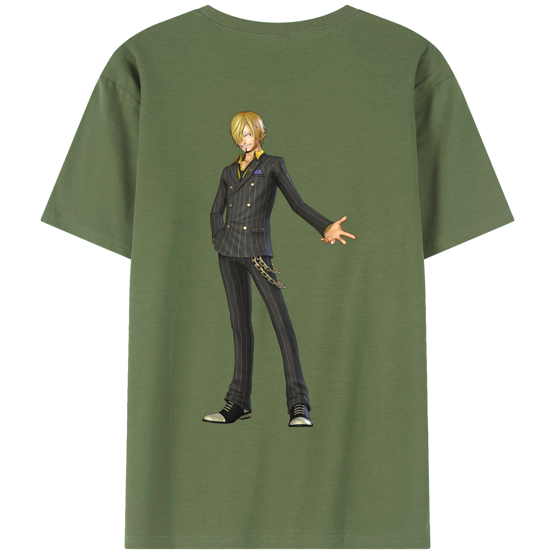 （画像用） ワンピース サンジ ONE PIECE Sanji 綿100％ メンズ半袖Tシャツ（バックプリント） 通気性